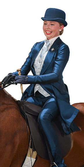 rider in custom blue suit